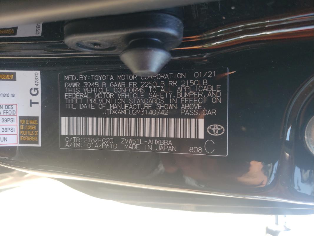2021 TOYOTA PRIUS SPEC JTDKAMFU2M3140742