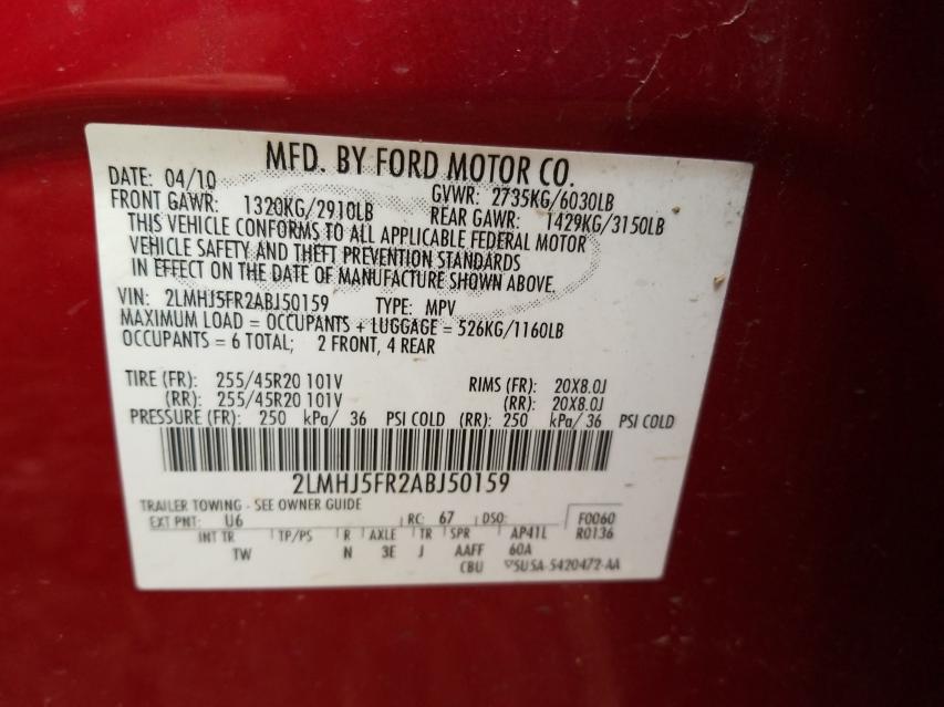 2010 LINCOLN MKT 2LMHJ5FR2ABJ50159