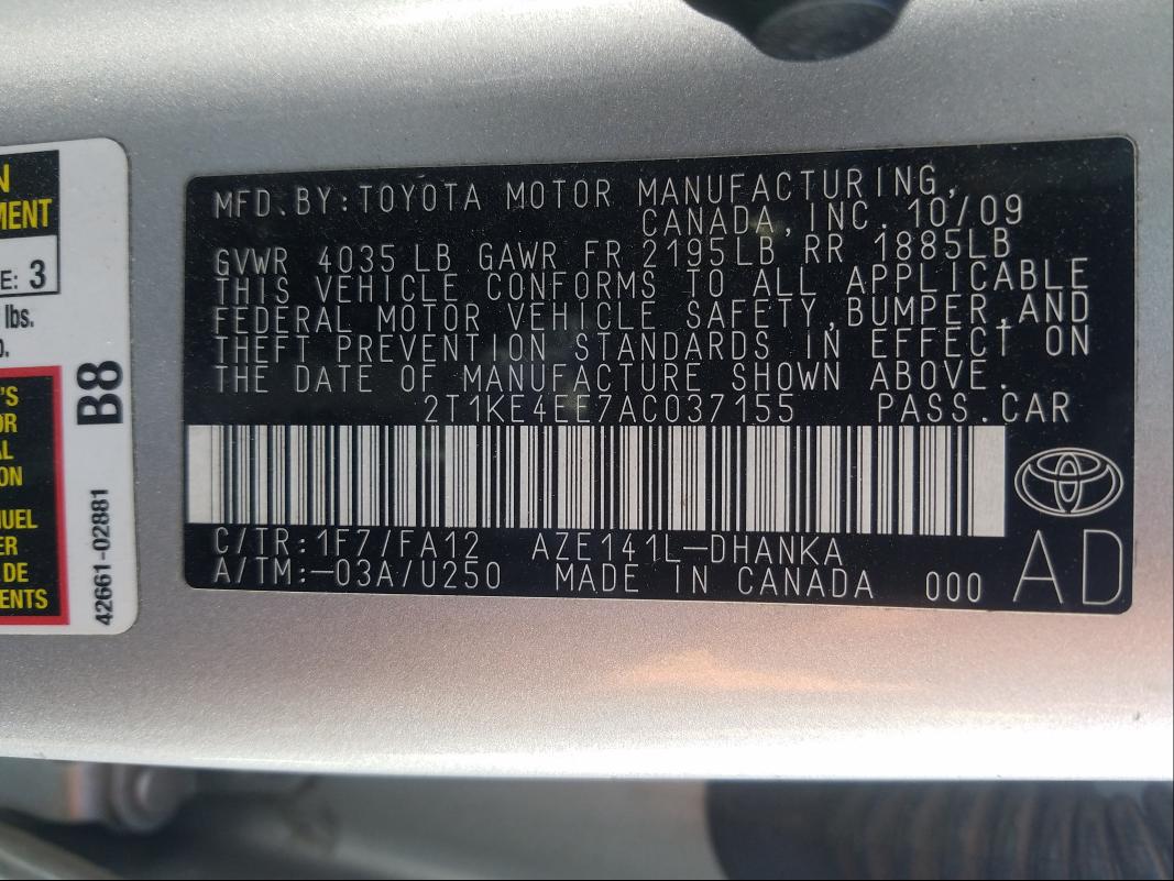 2010 TOYOTA MATRIX S 2T1KE4EE7AC037155