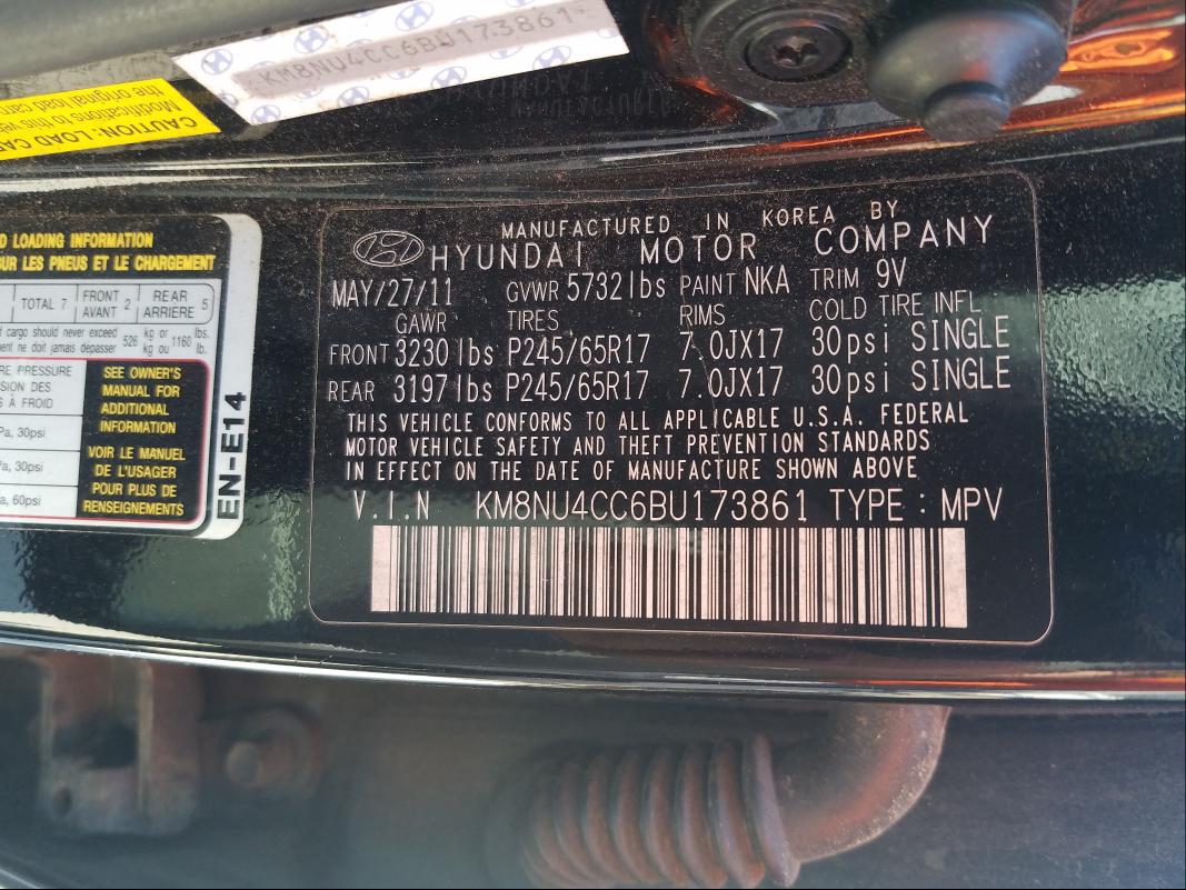 2011 HYUNDAI VERACRUZ G KM8NU4CC6BU173861