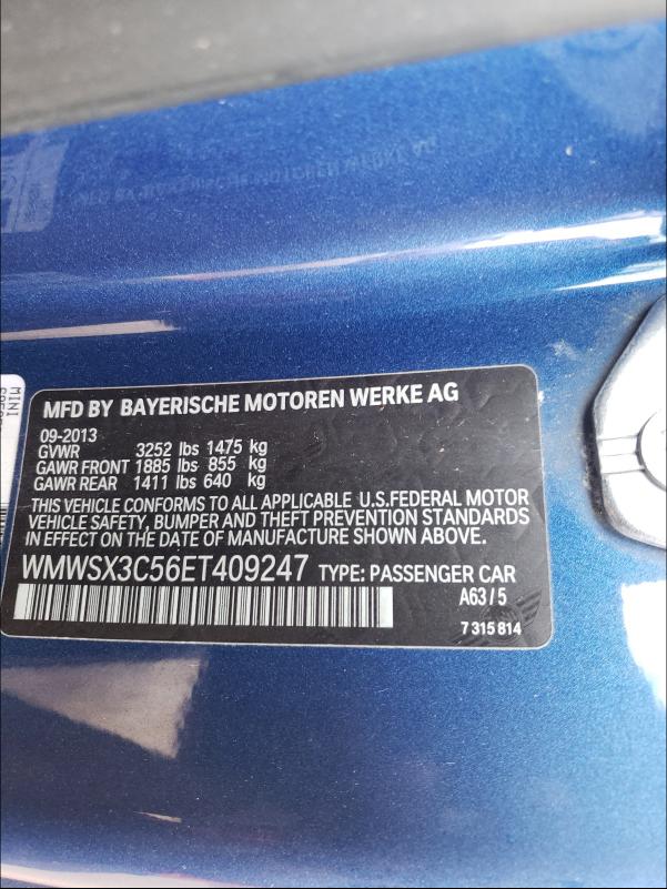 2014 MINI COOPER COU WMWSX3C56ET409247