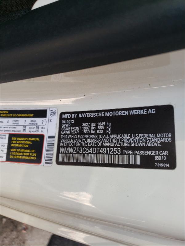 2013 MINI COOPER CLU WMWZF3C54DT491253