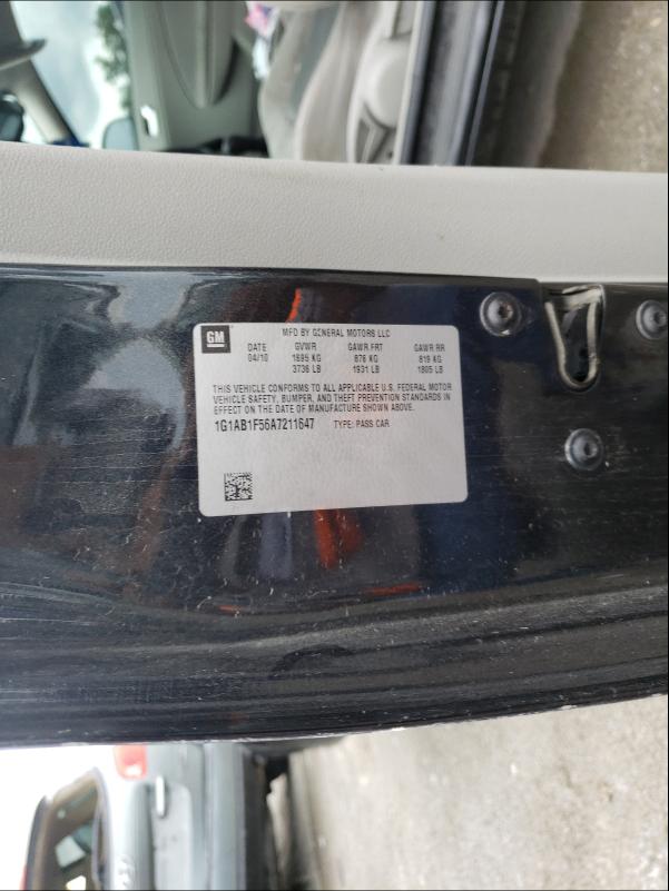 2010 CHEVROLET COBALT 1G1AB1F56A7211647