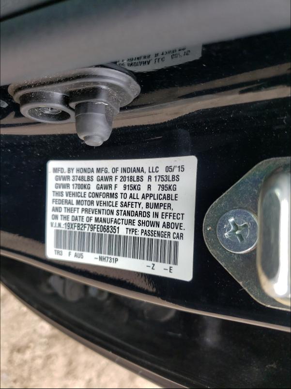 2015 HONDA CIVIC SE 19XFB2F79FE068351