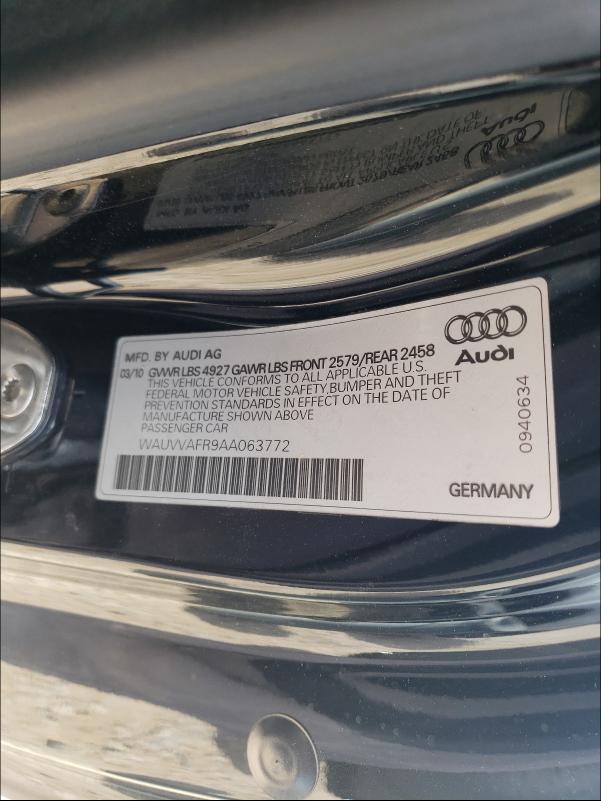 2010 AUDI S5 PRESTIG WAUVVAFR9AA063772