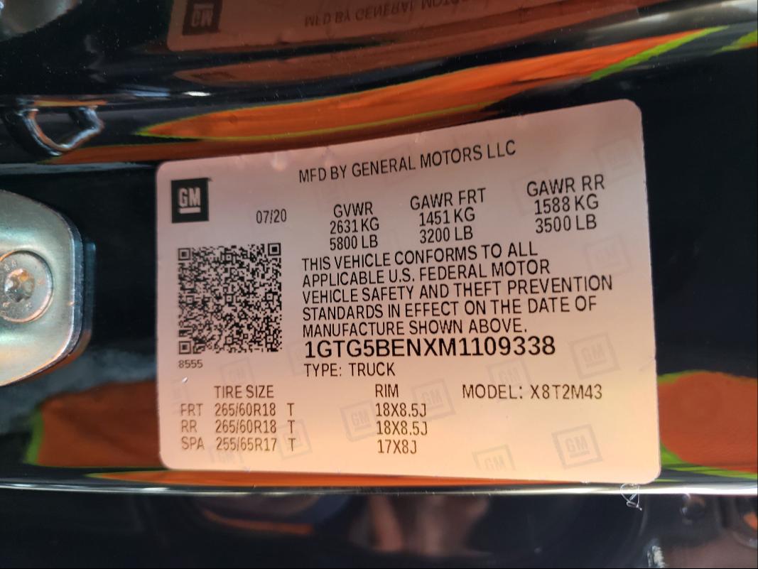 2021 GMC CANYON ELE 1GTG5BENXM1109338