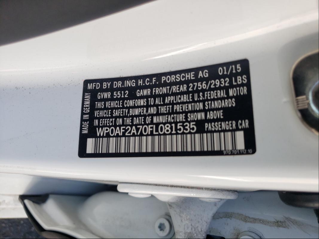 2015 PORSCHE PANAMERA G WP0AF2A70FL081535