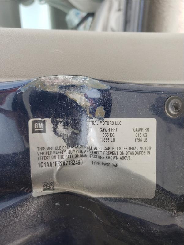 2010 CHEVROLET COBALT 1G1AA1F52A7182490