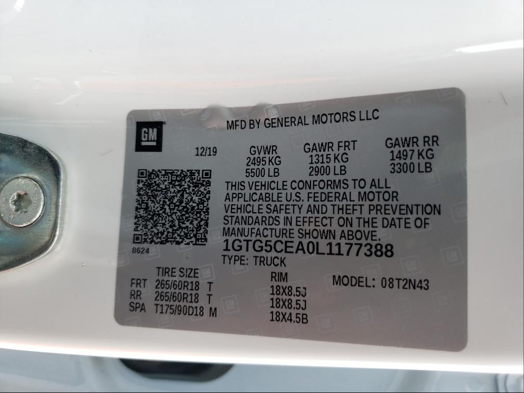2020 GMC CANYON 1GTG5CEA0L1177388