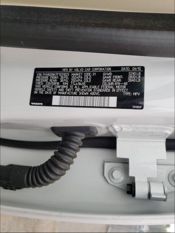 2015 VOLVO XC70 T6 PR YV4902NK7F1231023