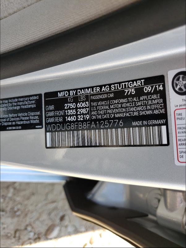2015 MERCEDES-BENZ S 550 4MAT WDDUG8FB8FA125776