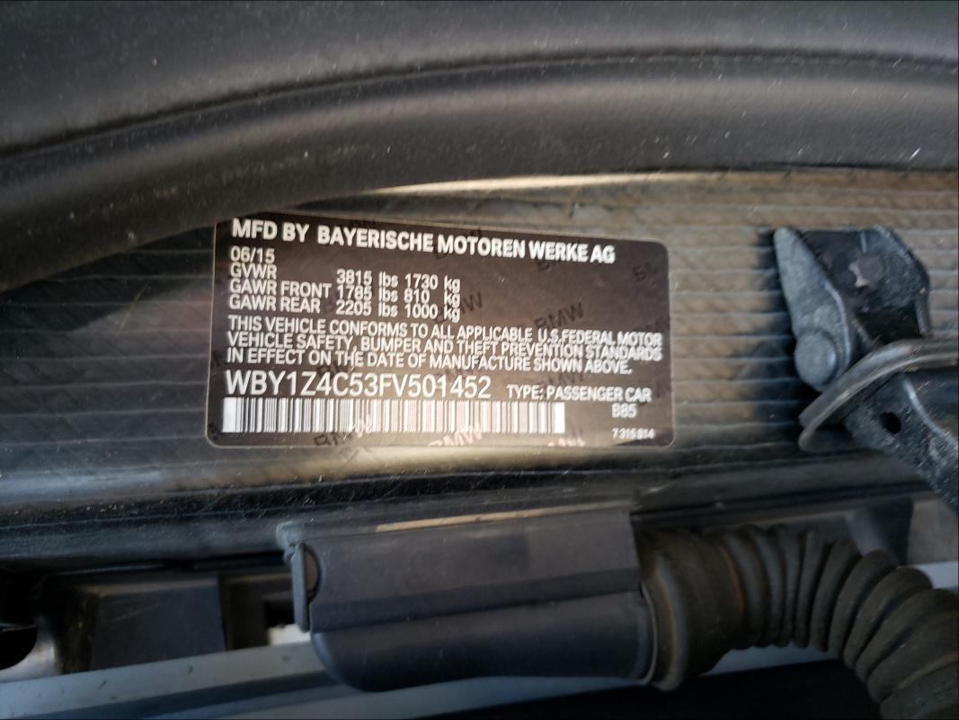 2015 BMW I3 REX WBY1Z4C53FV501452