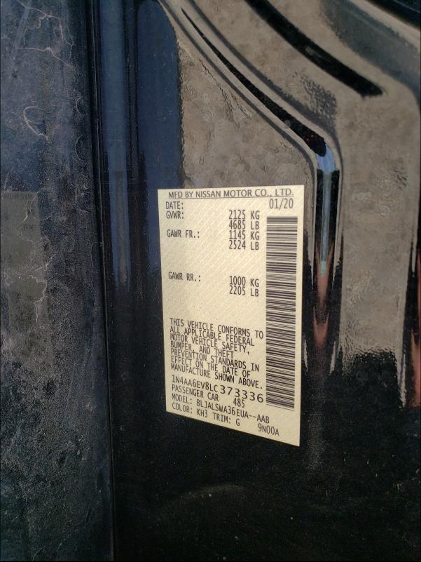 2020 NISSAN MAXIMA SR 1N4AA6EV8LC373336