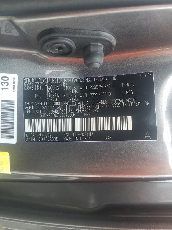 2018 TOYOTA SIENNA SE 5TDXZ3DC7JS945004
