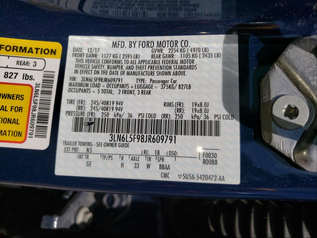 2018 LINCOLN MKZ RESERV 3LN6L5F98JR609791