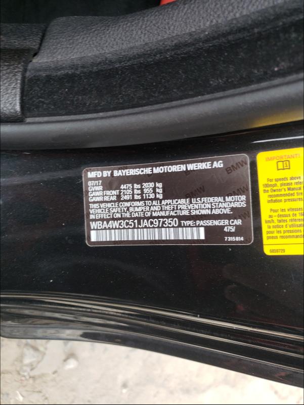 2018 BMW 430I WBA4W3C51JAC97350