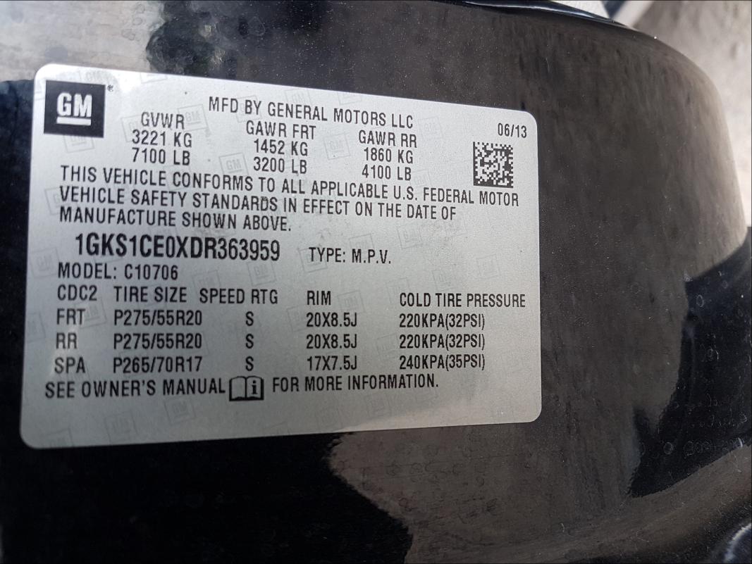 2013 GMC YUKON SLT 1GKS1CE0XDR363959