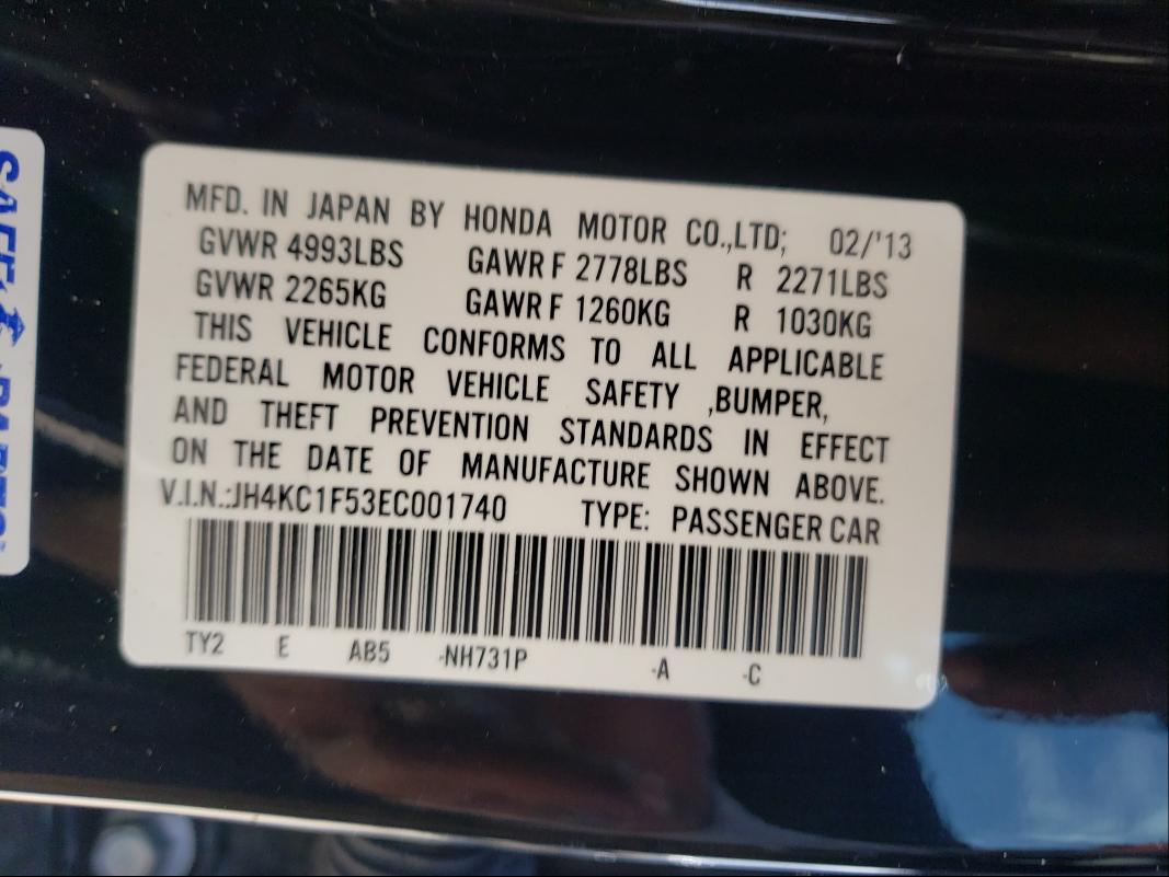 2014 ACURA RLX TECH JH4KC1F53EC001740