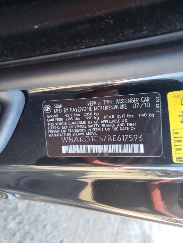 2011 BMW 335 IS WBAKG1C57BE617593