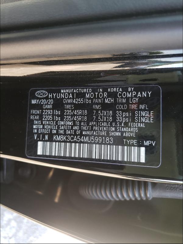 2021 HYUNDAI KONA LIMIT KM8K3CA54MU599183