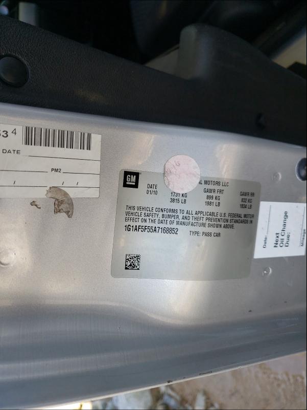 2010 CHEVROLET COBALT 2LT 1G1AF5F55A7168852