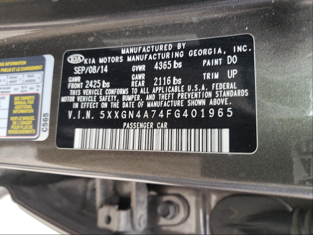 5XXGN4A74FG401965 KIA OPTIMA EX