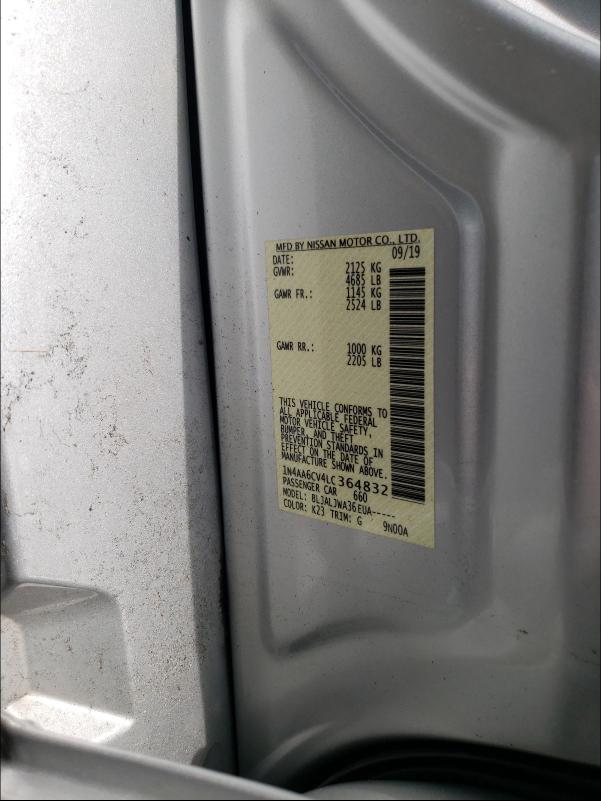 2020 NISSAN MAXIMA SV 1N4AA6CV4LC364832