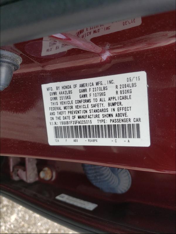 2015 ACURA TLX 19UUB1F35FA025015