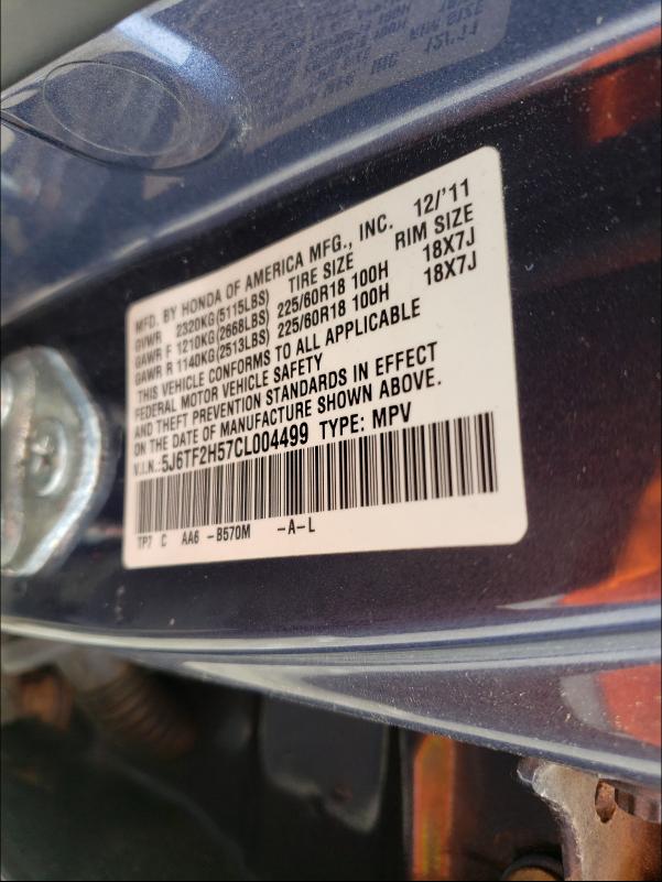2012 HONDA CROSSTOUR 5J6TF2H57CL004499