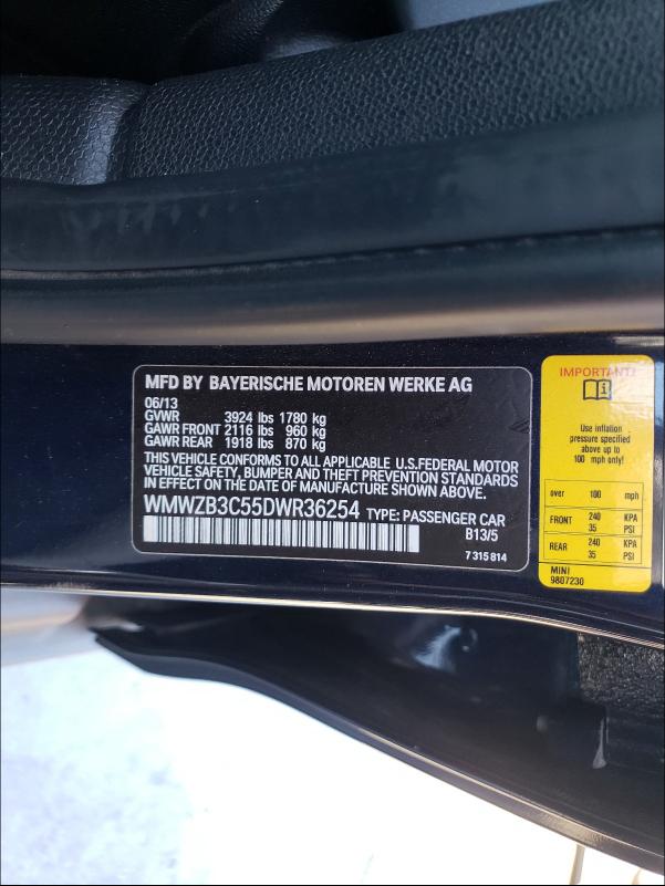 2013 MINI COOPER COU WMWZB3C55DWR36254