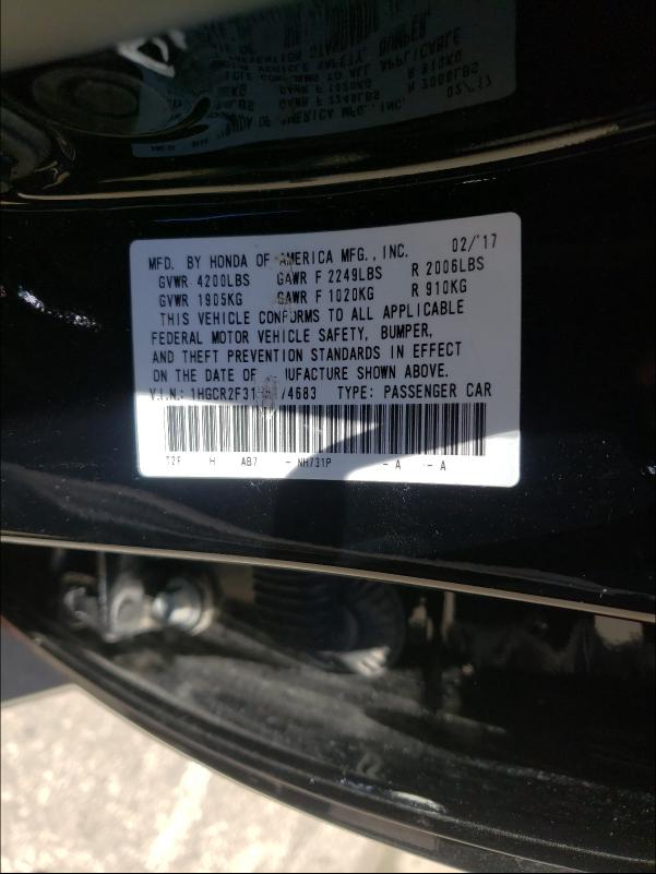 2017 HONDA ACCORD LX 1HGCR2F31HA174683