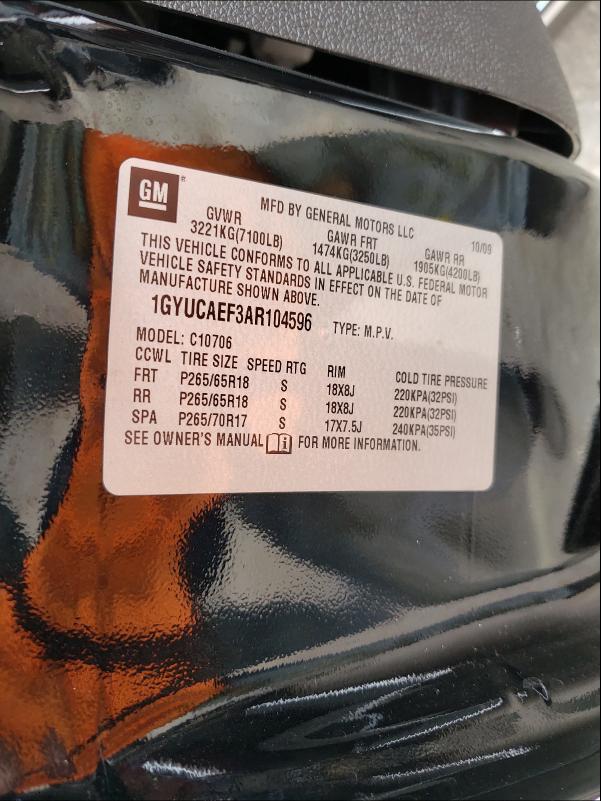 2010 CADILLAC ESCALADE 1GYUCAEF3AR104596