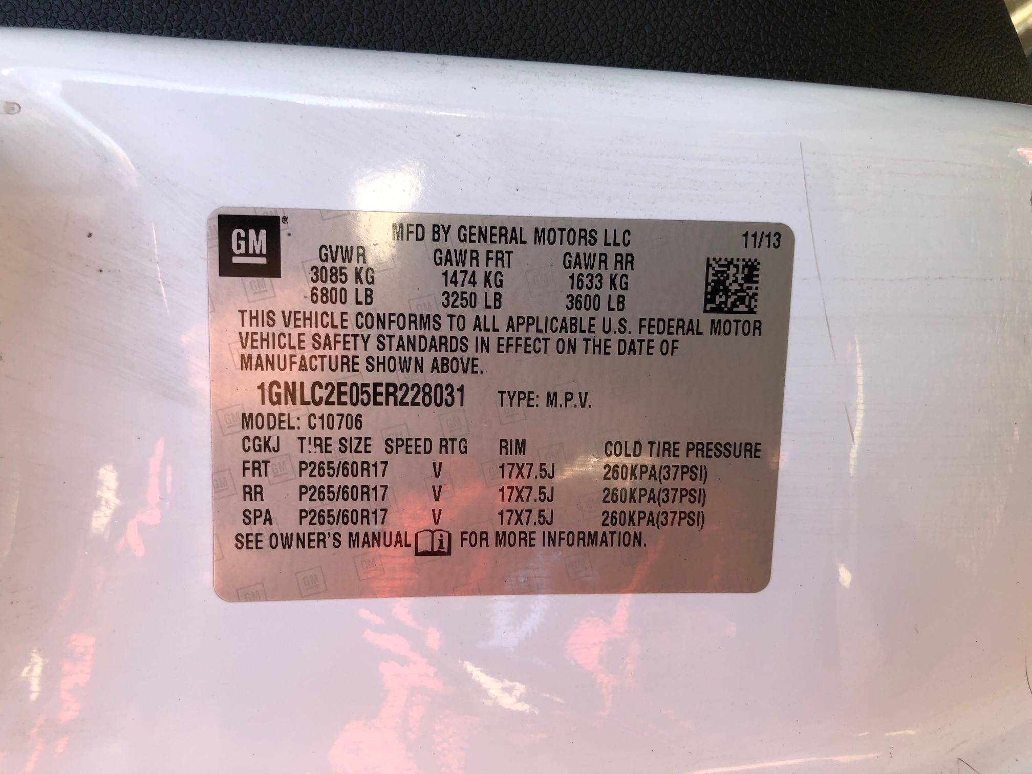 2014 CHEVROLET TAHOE POLI 1GNLC2E05ER228031