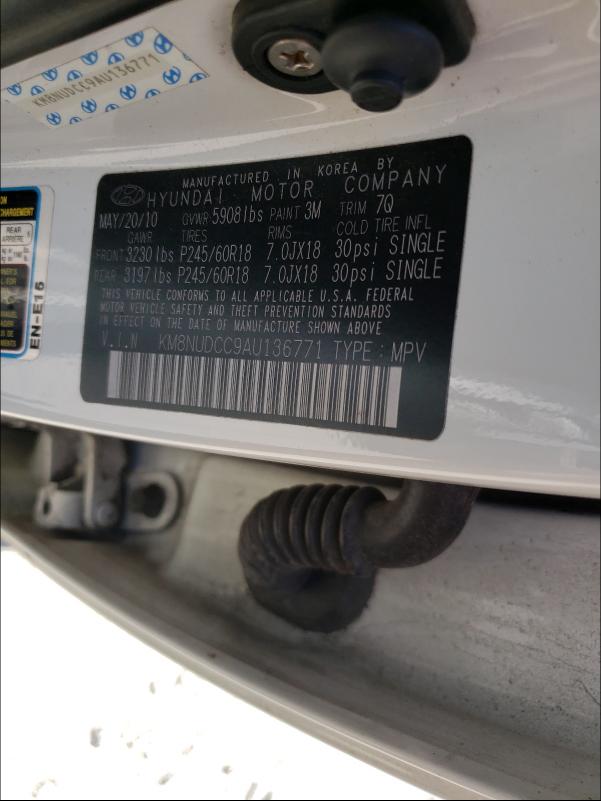 2010 HYUNDAI VERACRUZ G KM8NUDCC9AU136771