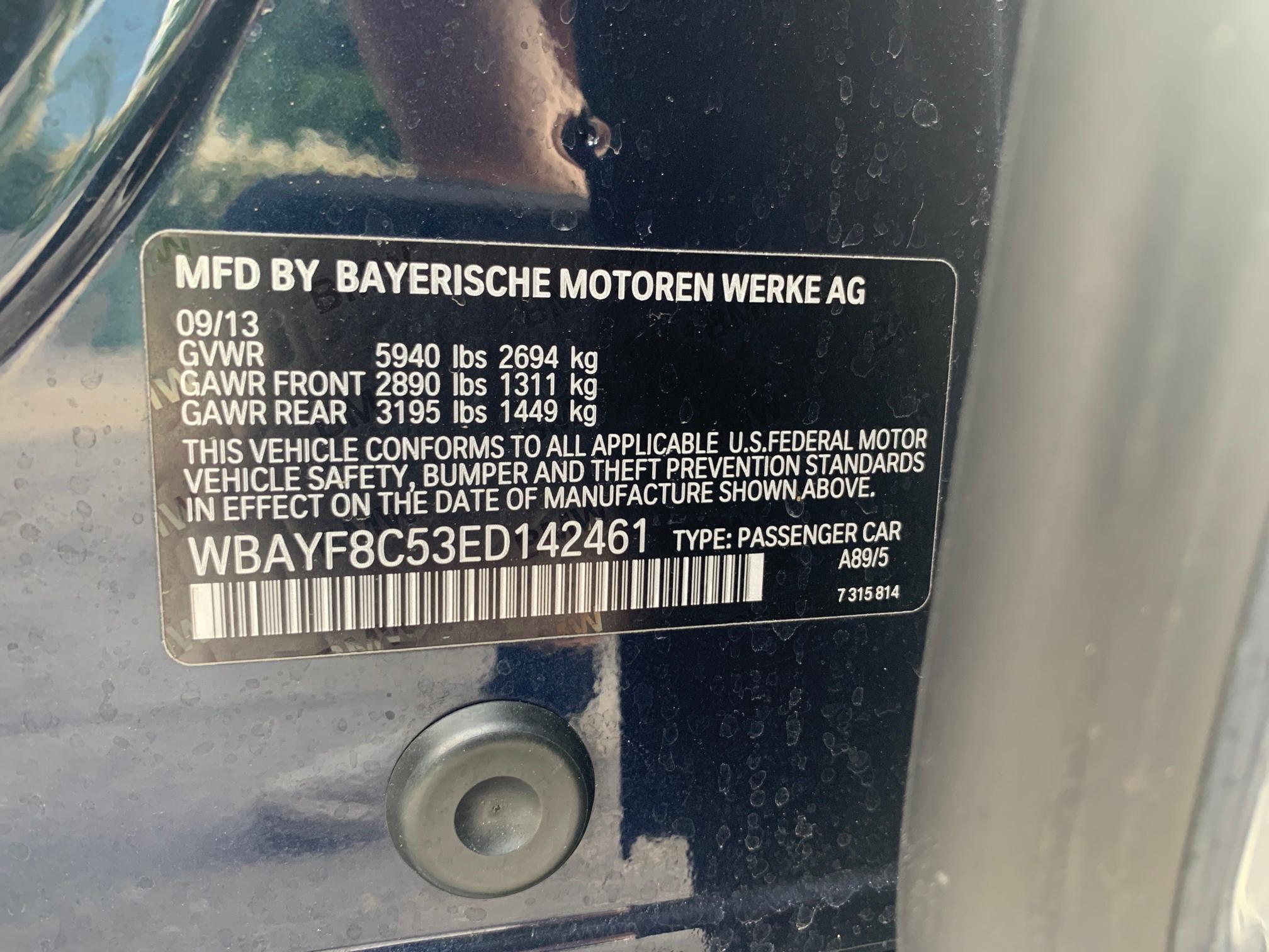 2014 BMW 750LI XDRI WBAYF8C53ED142461