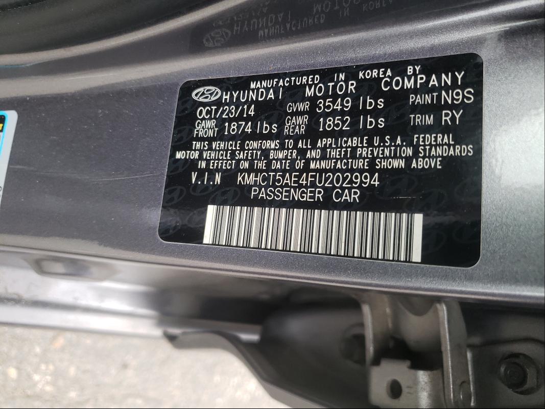2015 HYUNDAI ACCENT GS KMHCT5AE4FU202994