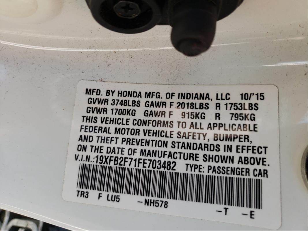 2015 HONDA CIVIC SE 19XFB2F71FE703482