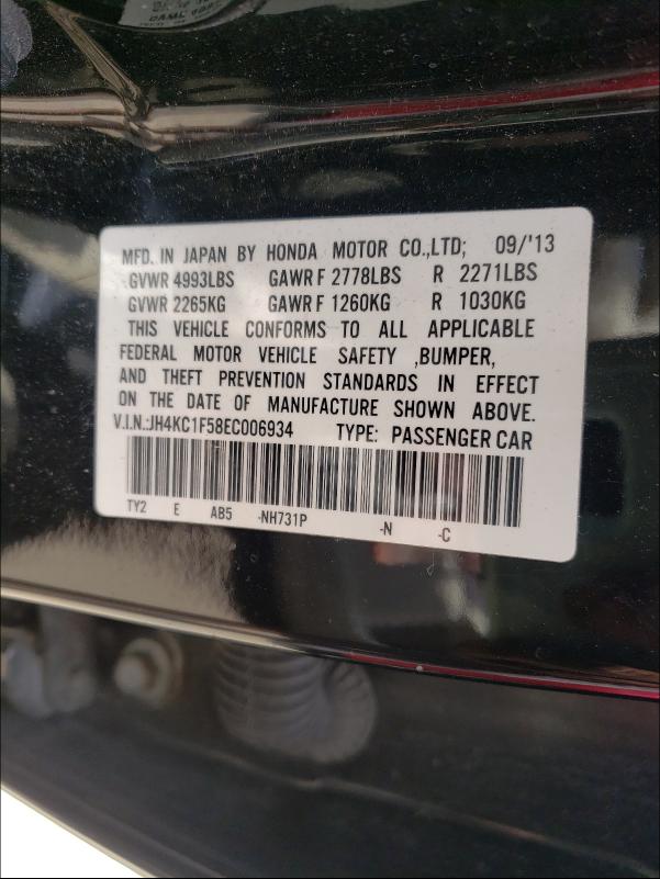2014 ACURA RLX TECH JH4KC1F58EC006934