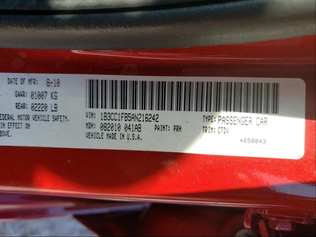 2010 DODGE AVENGER EX 1B3CC1FB5AN216242