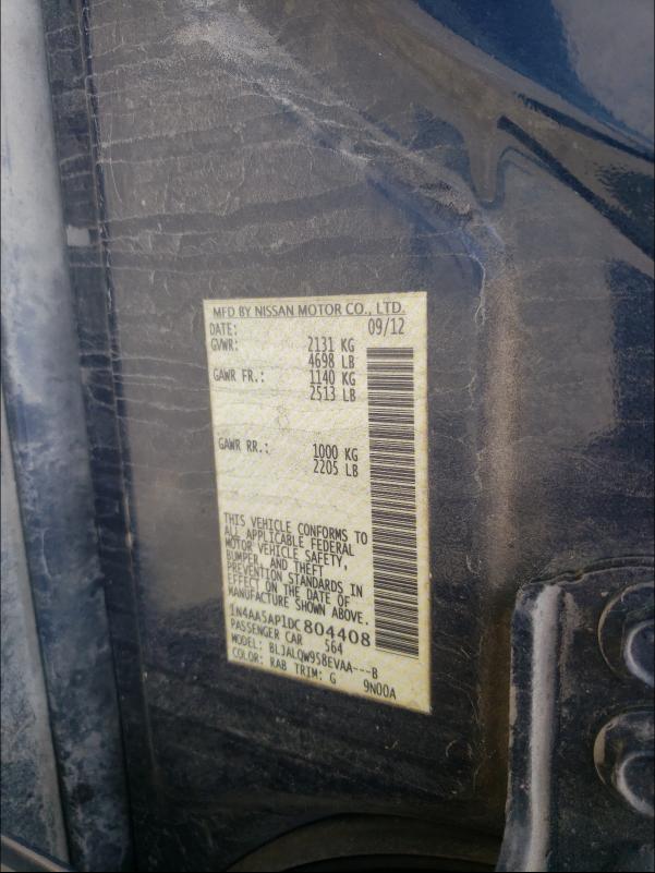 2013 NISSAN MAXIMA 1N4AA5AP1DC804408