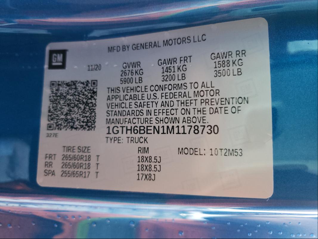 2021 GMC CANYON ELE 1GTH6BEN1M1178730