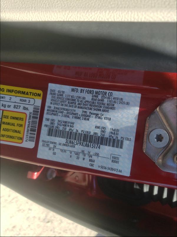 2020 LINCOLN MKZ RESERV 3LN6L5F9XLR615174