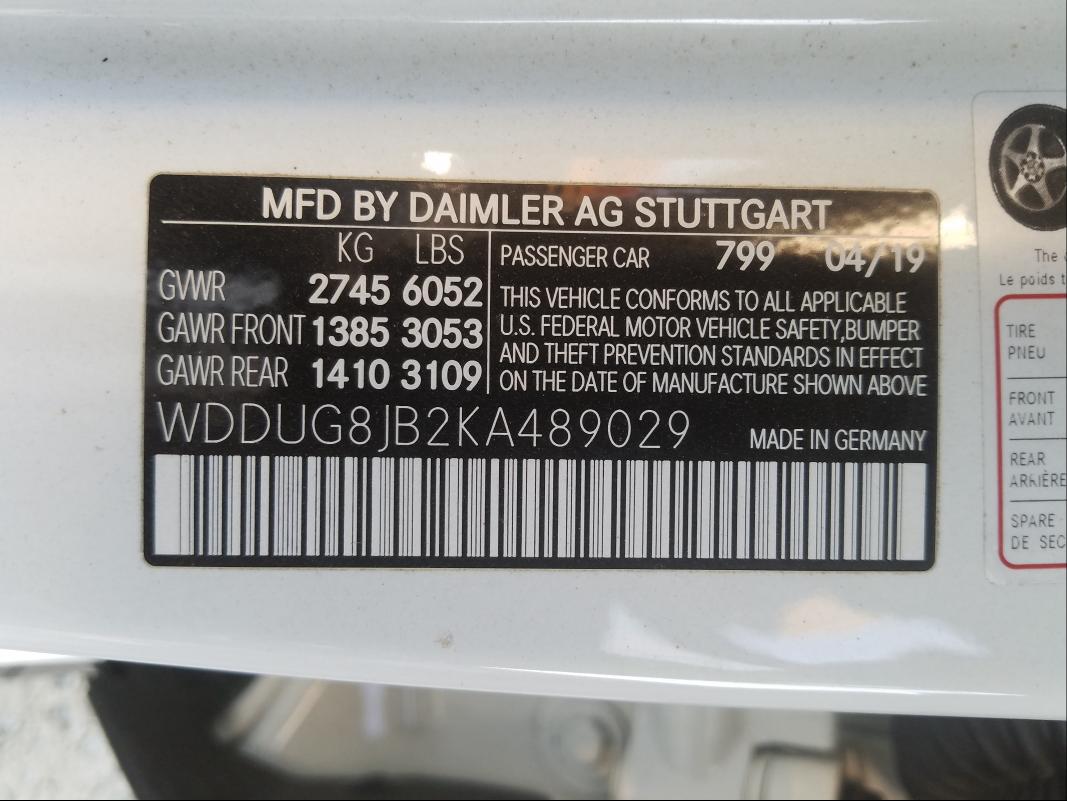 2019 MERCEDES-BENZ S 63 AMG 4 WDDUG8JB2KA489029