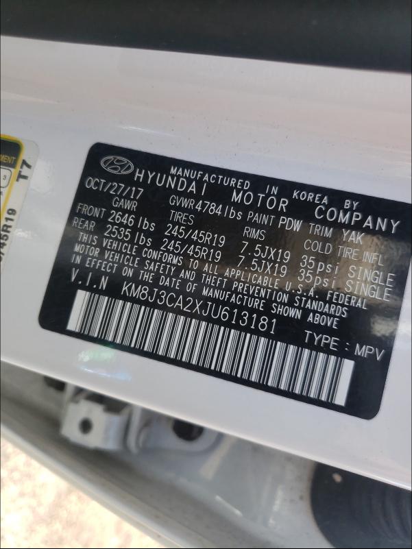 2018 HYUNDAI TUCSON VAL KM8J3CA2XJU613181