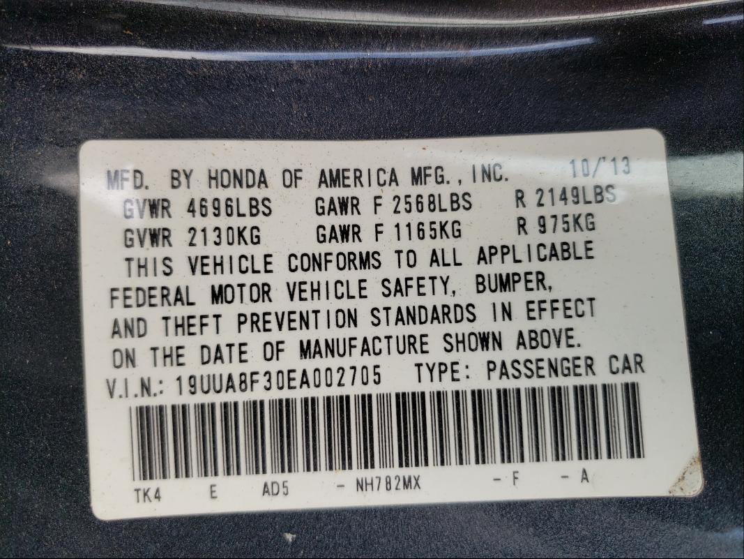 2014 ACURA TL SE 19UUA8F30EA002705