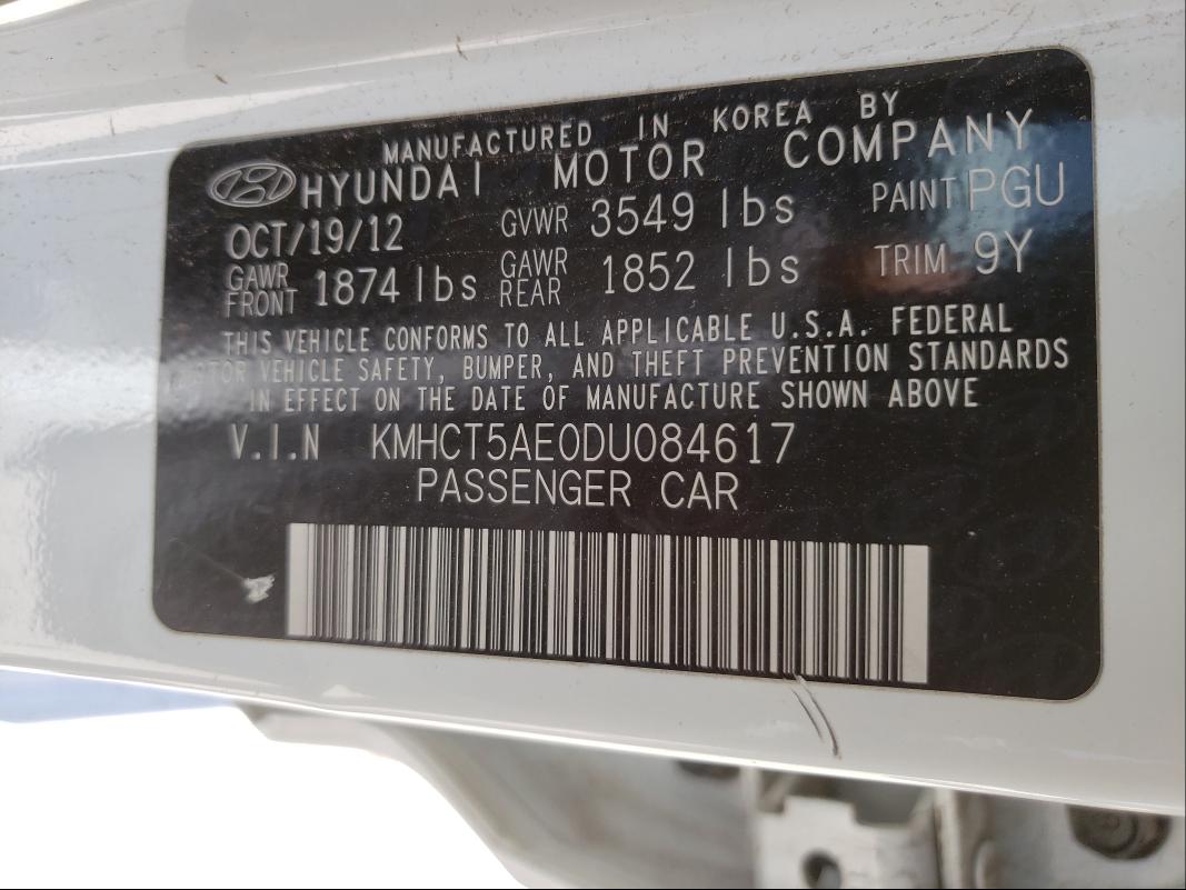 2013 HYUNDAI ACCENT GS KMHCT5AE0DU084617