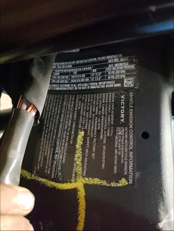 2012 VICTORY MOTORCYCLES HARD-BALL - 5VPEW36N5C3010438