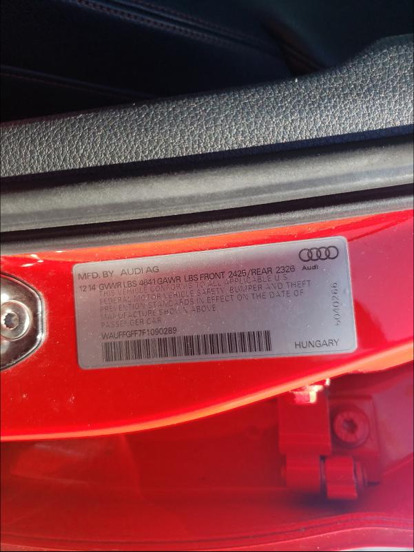 2015 AUDI S3 PRESTIG WAUFFGFF7F1090289