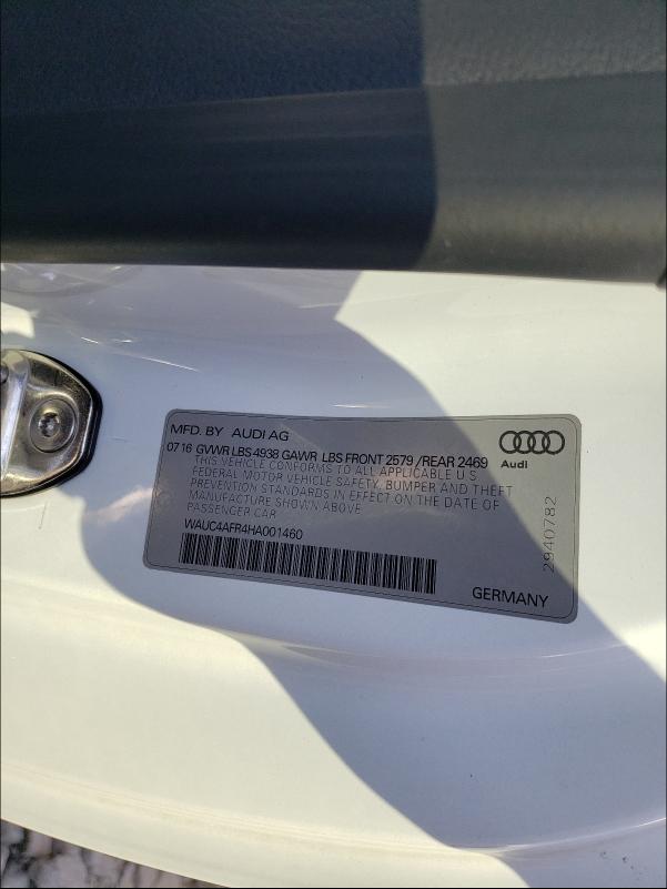 2017 AUDI S5 WAUC4AFR4HA001460