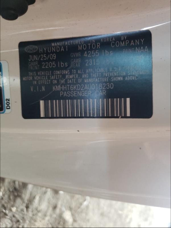 2010 HYUNDAI GENESIS KMHHT6KD2AU018230